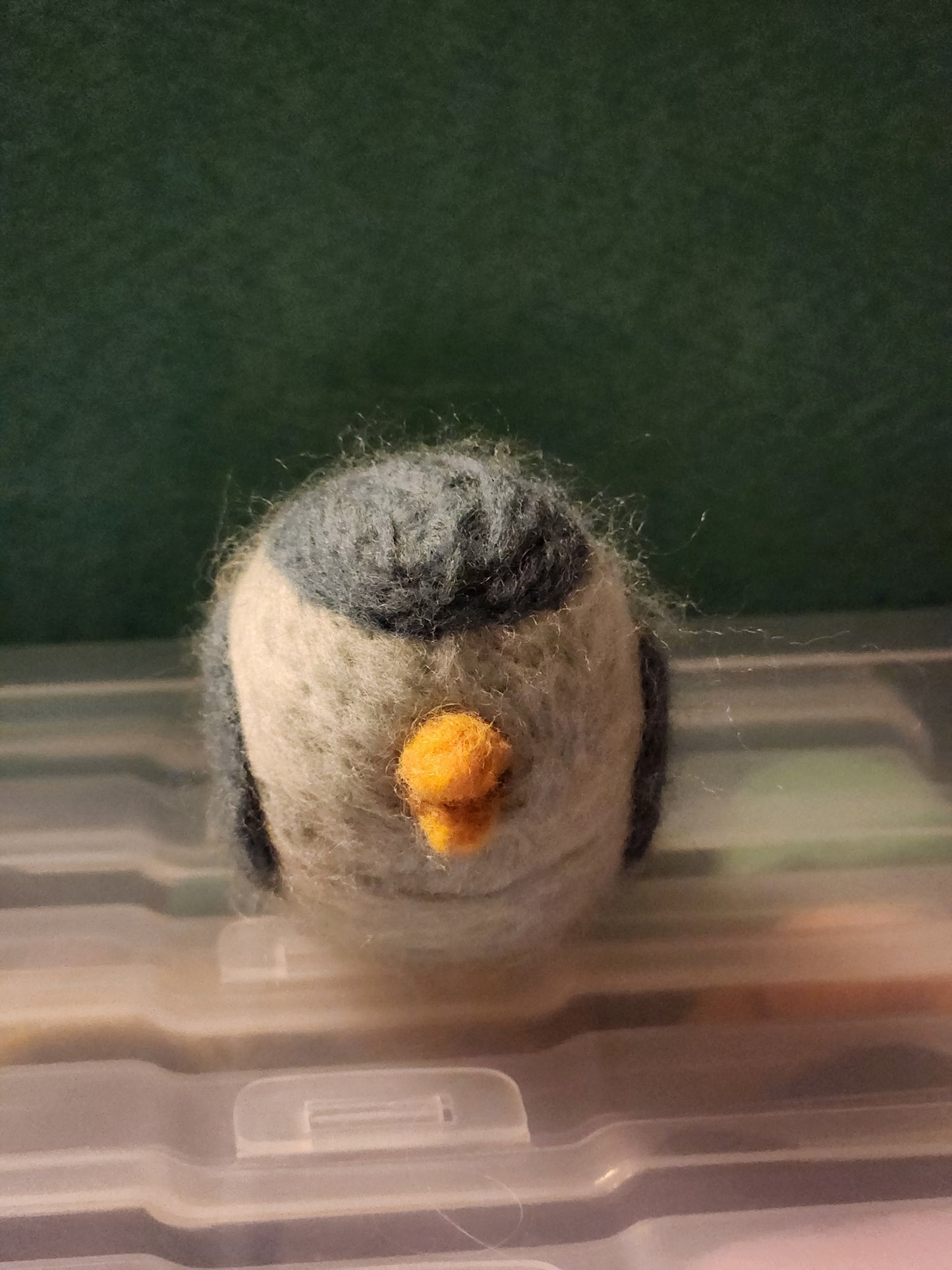 felted bird in seafoam