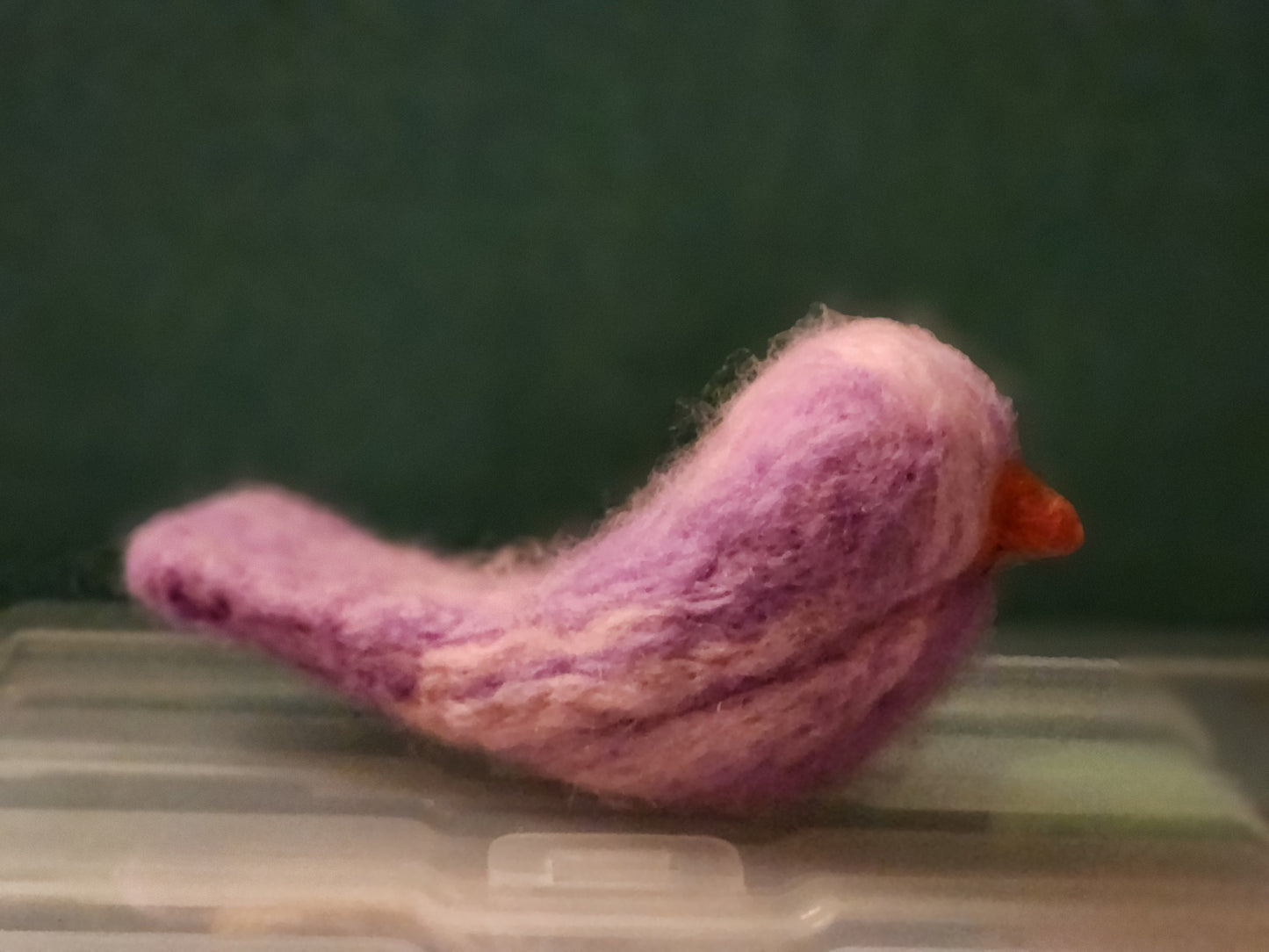 felted bird in purple