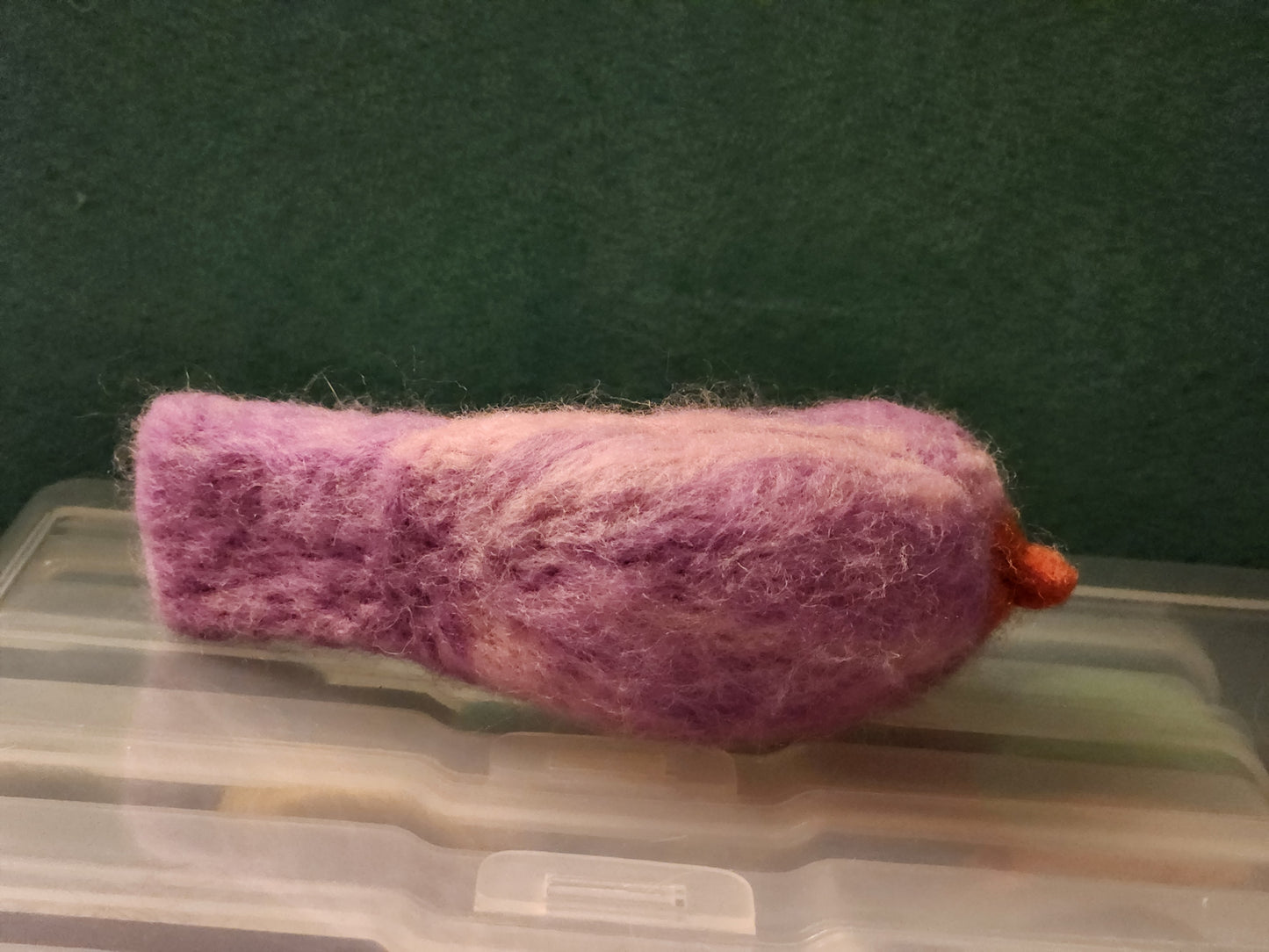 felted bird in purple