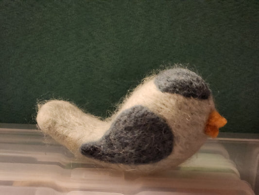 felted bird in seafoam