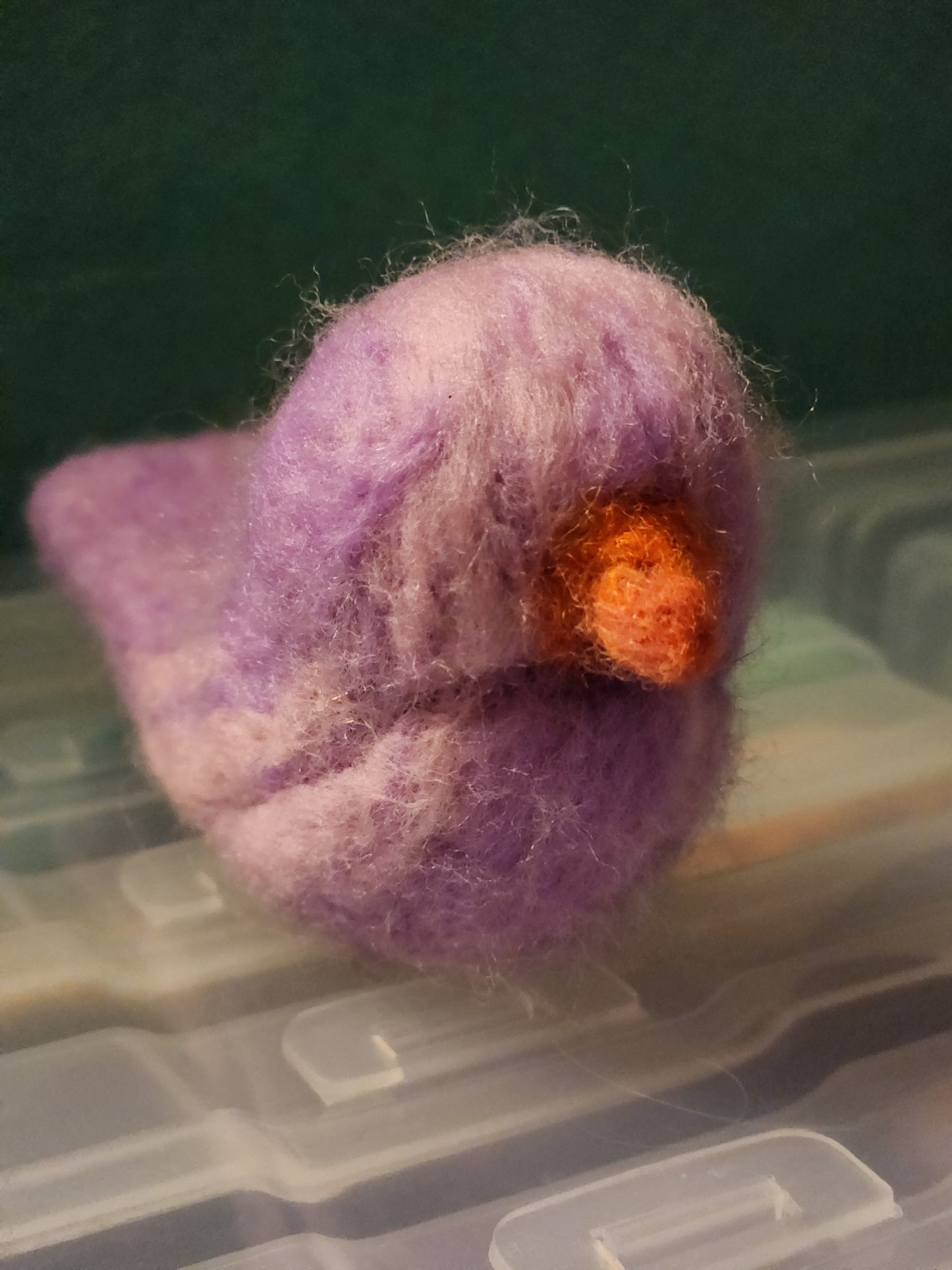 felted bird in purple